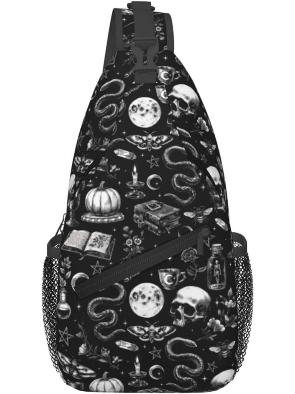 Unisex Skull Board Skeletons Sling Backpack Chest Hiking Travel Crossbody Bag